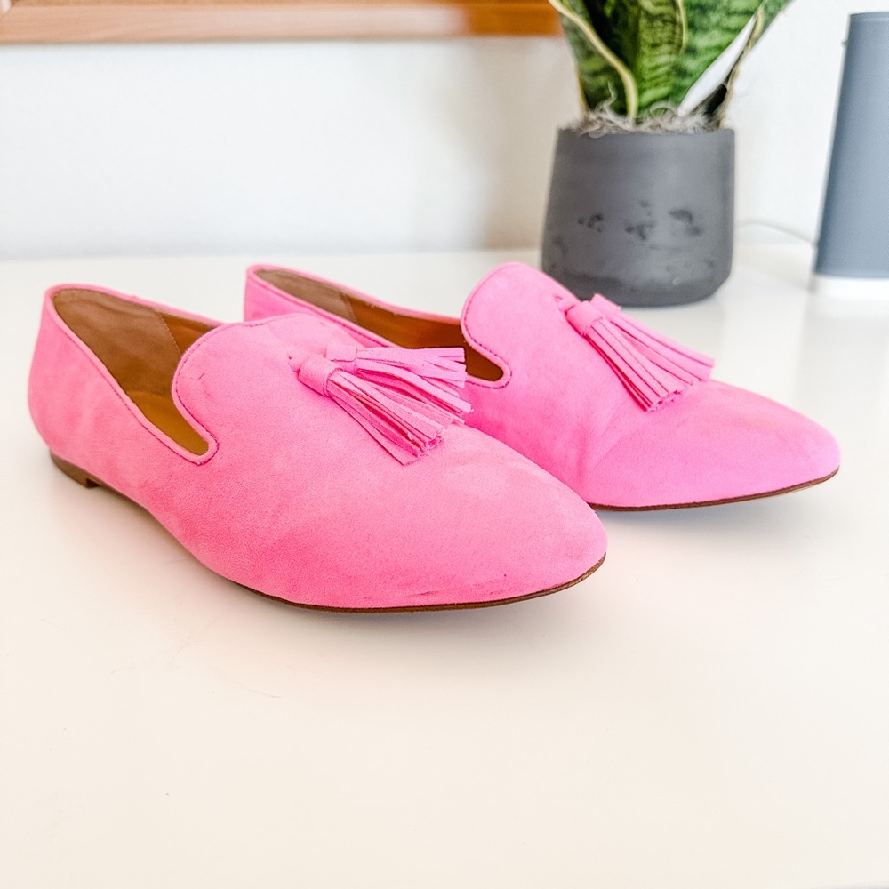 J. Crew Microsuede Smoking Tassel Pink Loafers (FREE SHIPPING!)